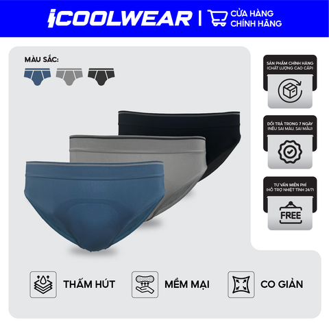 Combo 3 Quần Sịp Tam Giác Nam iCoolwear, Chất Mềm Mát, Thấm Hút, Thoáng Khí, Nhanh Khô -VN009