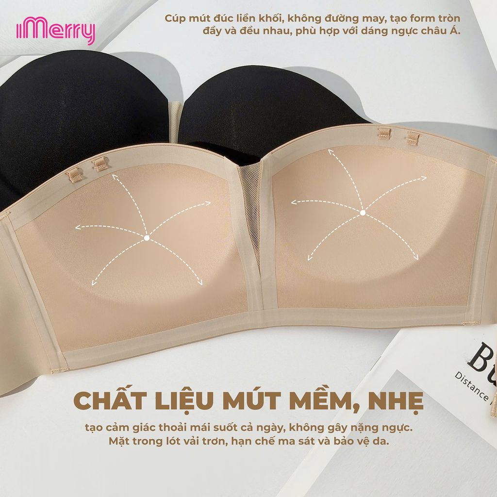 Áo lót su nữ iMerry cúp ngang,mút dày,không gọng,nâng đỡ và định hình vòng 1 gọng gàng,đầy đặn VA020