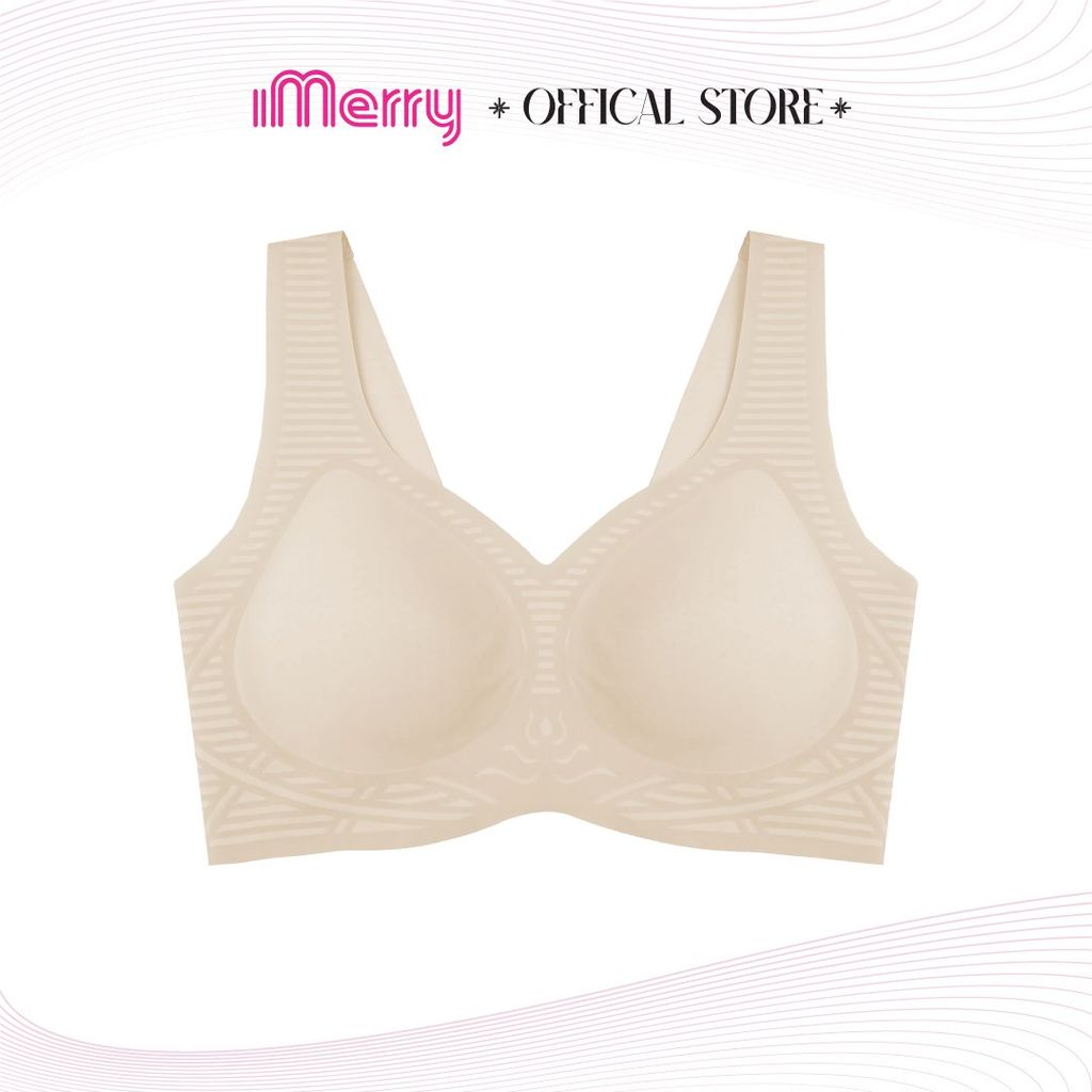 Áo Ngực Su Không Gọng Đệm Mỏng 1cm Bản Lưng Cao Nâng Ngực Không Móc Cài Chất Su Lạnh Mềm Mại iMERRY VA007