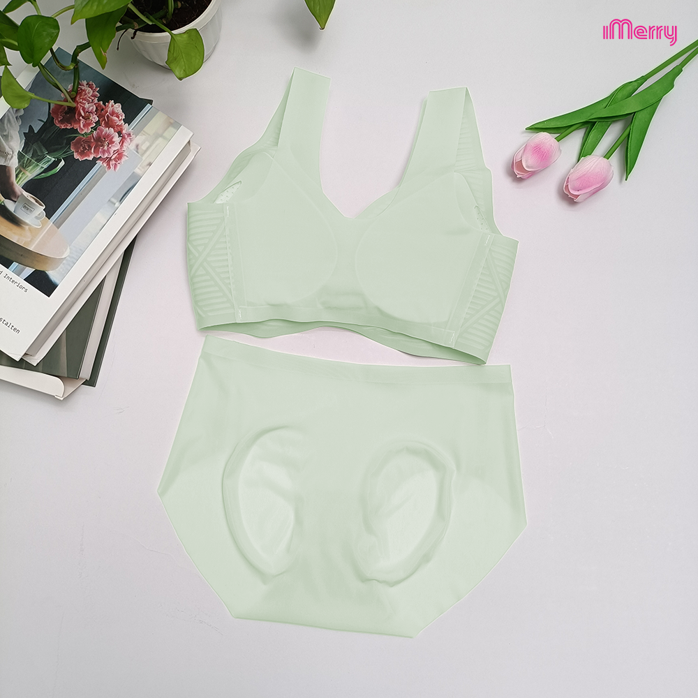 Bộ lót su lụa băng iMerry thiết kế 3d hiện đại, mỏng mịn, thoáng mát, mút đệm mỏng 1cm BA007 - Beige - Áo, Nữ