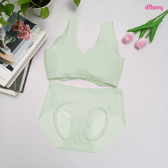 Bộ lót su lụa băng iMerry thiết kế 3d hiện đại, mỏng mịn, thoáng mát, mút đệm mỏng 1cm BA007 - Beige - Áo, Nữ