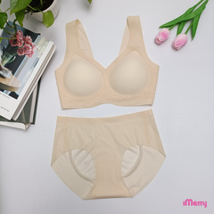 Bộ lót su lụa băng iMerry thiết kế 3d hiện đại, mỏng mịn, thoáng mát, mút đệm mỏng 1cm BA007 - Beige - Áo, Nữ