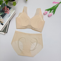 Bộ lót su lụa băng iMerry thiết kế 3d hiện đại, mỏng mịn, thoáng mát, mút đệm mỏng 1cm BA007 - Beige - Áo, Nữ
