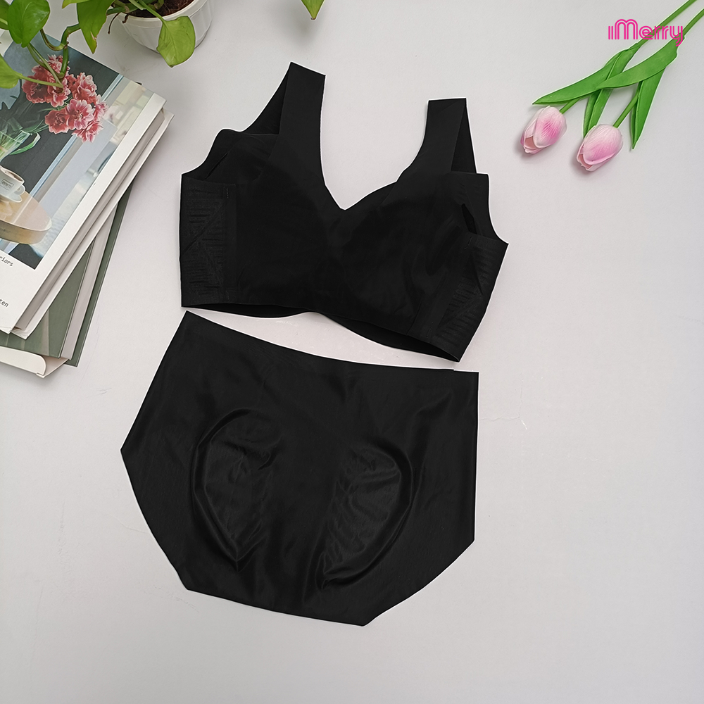 Bộ lót su lụa băng iMerry thiết kế 3d hiện đại, mỏng mịn, thoáng mát, mút đệm mỏng 1cm BA007 - Beige - Áo, Nữ