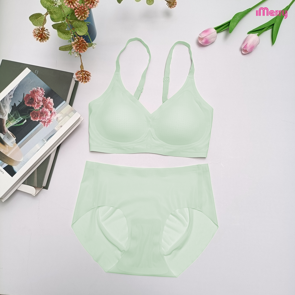 Bộ lót su lụa băng iMerry thiết kế 3d hiện đại, mỏng mịn, thoáng mát, mút đệm mỏng 1cm BA008 - Beige - Áo, Nữ