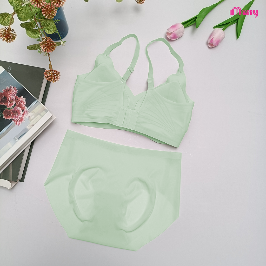 Bộ lót su lụa băng iMerry thiết kế 3d hiện đại, mỏng mịn, thoáng mát, mút đệm mỏng 1cm BA008 - Beige - Áo, Nữ