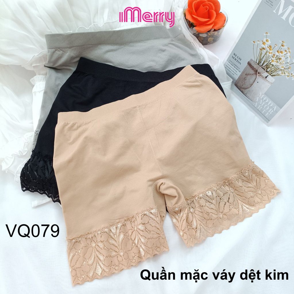 Quần mặc váy seamless iMERRY hỗ trợ nâng mông ,dệt liền thoáng khí,phối ren cao cấp VQ079 (Combo 3 quần)