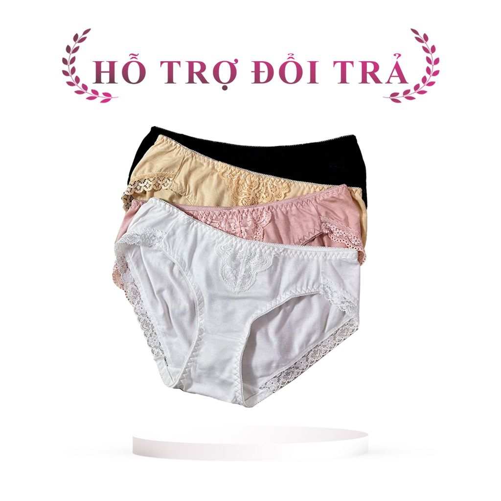 Combo 3 quần lót cotton nữ iMERRY phối ren cao cấp kiểu dáng bikini thoáng khí, thoải mái VQ020