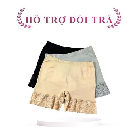 Quần mặc váy seamless iMERRY hỗ trợ nâng mông ,dệt liền thoáng khí,phối ren cao cấp VQ079 (Combo 3 quần)