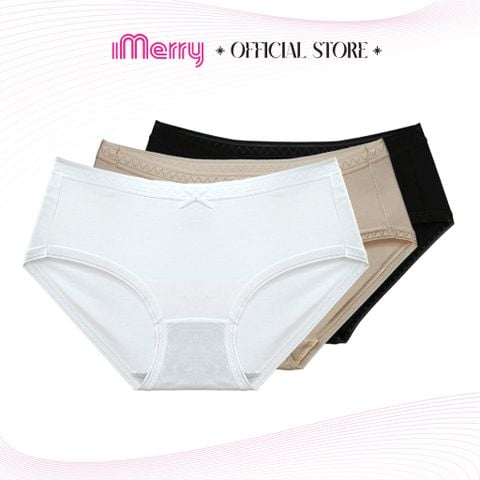 Combo 3 quần lót cotton nữ iMERRY cạp cao kháng khuẩn,thun co giãn 4 chiều phối ren thoáng khí VQ093