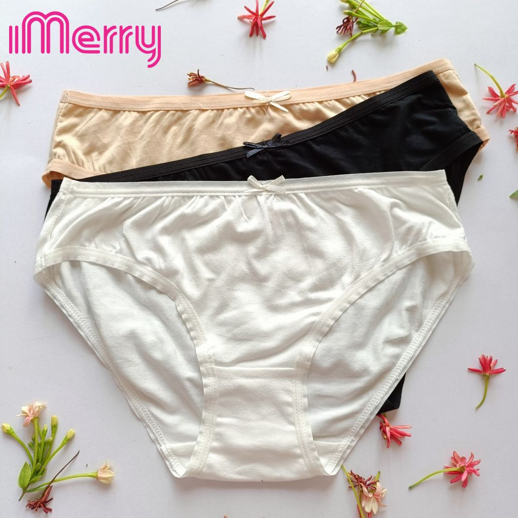 Combo 3 quần lót Cotton gỗ sồi nữ iMERRY kiếu dáng bikini viền thun mỏng nhẹ,co giãn tối đa,mặc thoải mái VQ096