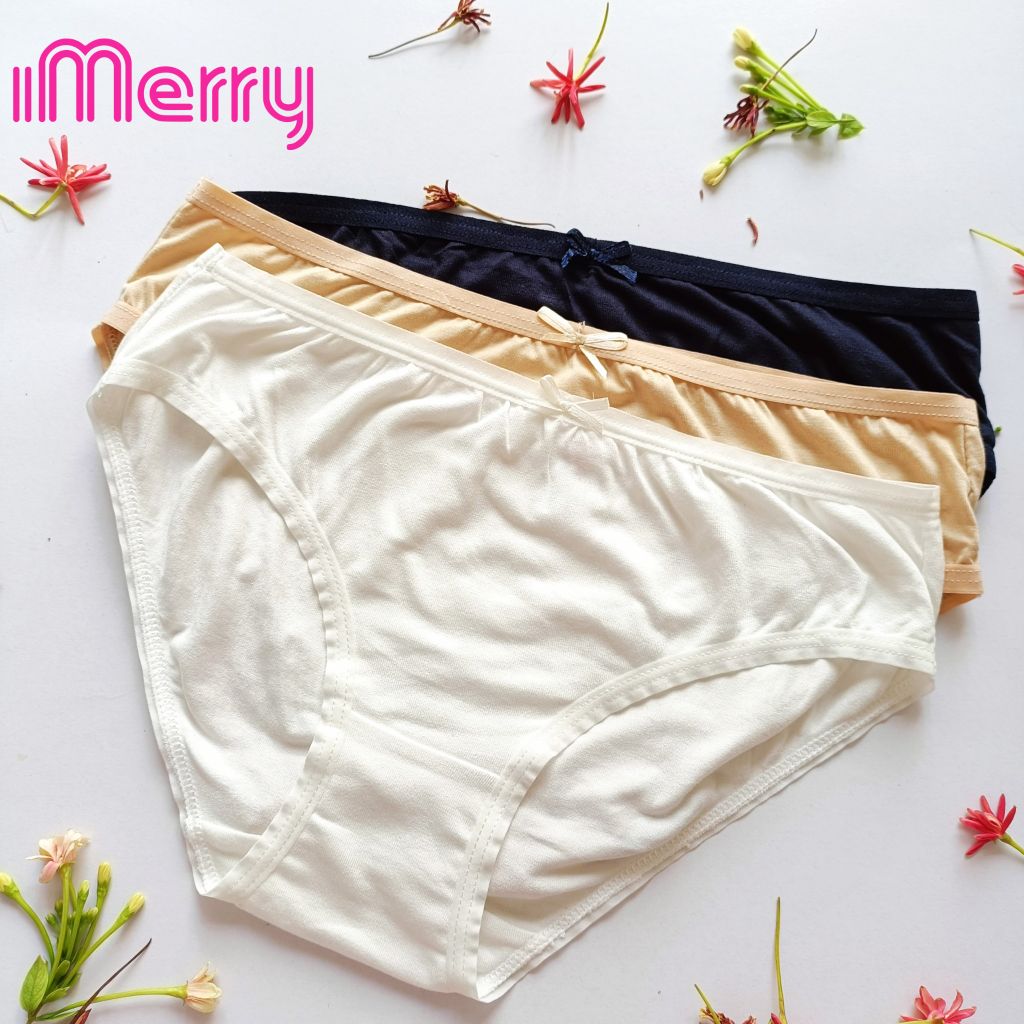 Combo 3 quần lót Cotton gỗ sồi nữ iMERRY kiếu dáng bikini viền thun mỏng nhẹ,co giãn tối đa,mặc thoải mái VQ096