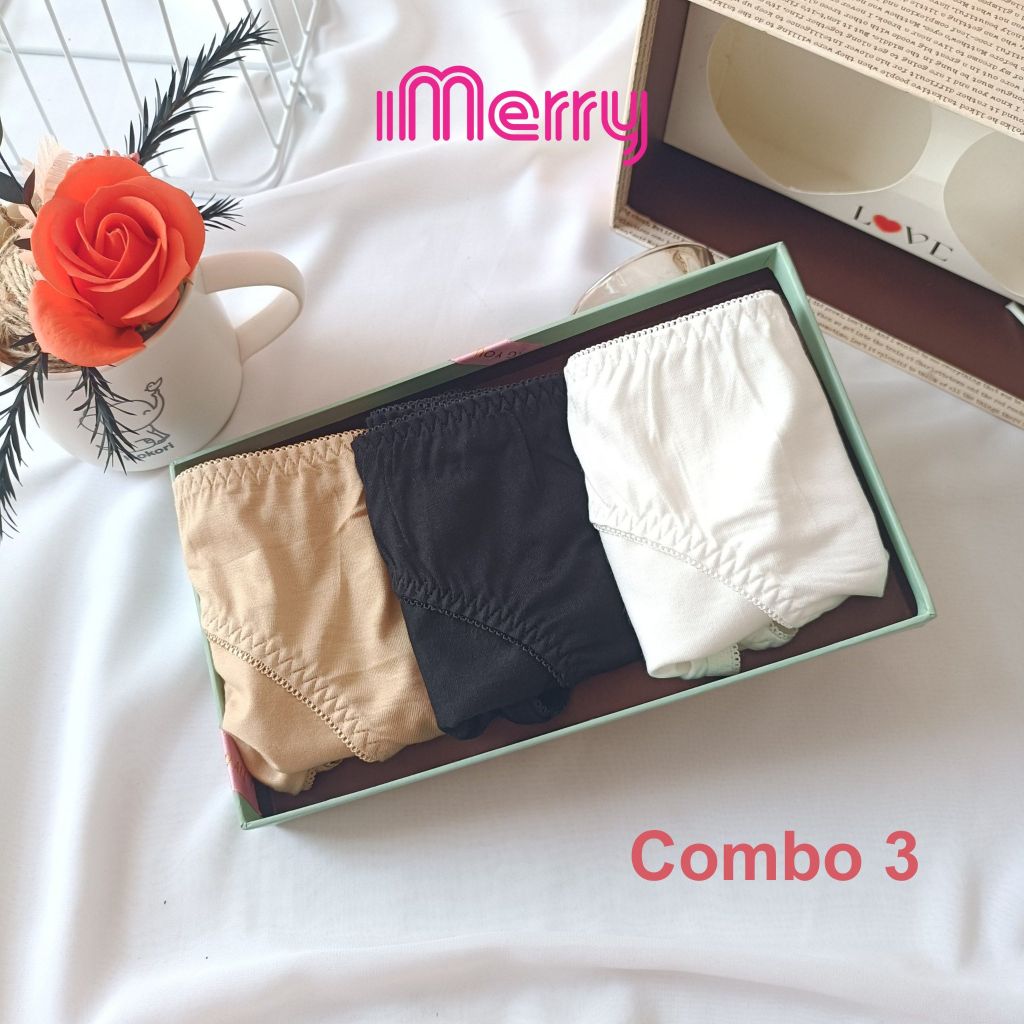 Combo 3 quần lót cotton nữ iMERRY kiểu dáng bikini thoáng khí, thoải mái VQ095