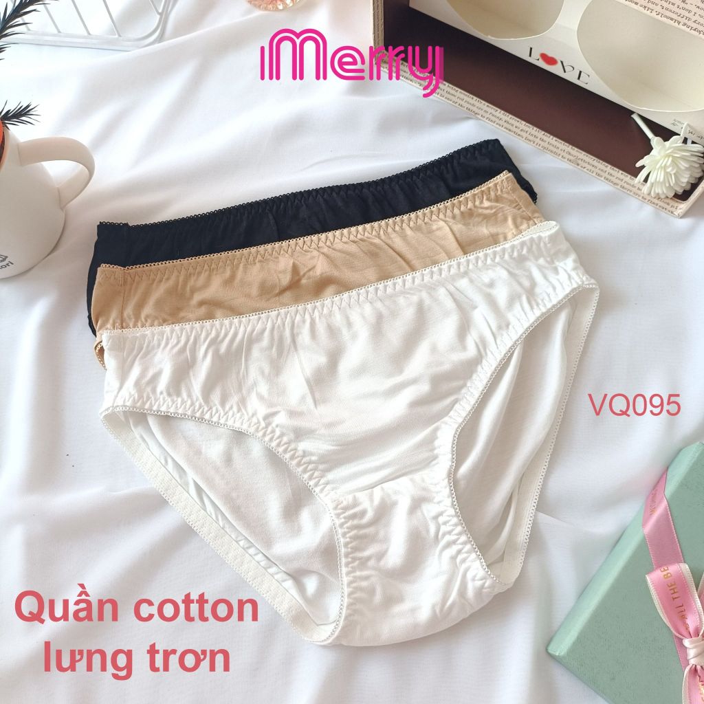 Combo 3 quần lót cotton nữ iMERRY kiểu dáng bikini thoáng khí, thoải mái VQ095