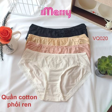 Combo 3 quần lót cotton nữ iMERRY phối ren cao cấp kiểu dáng bikini thoáng khí, thoải mái VQ020