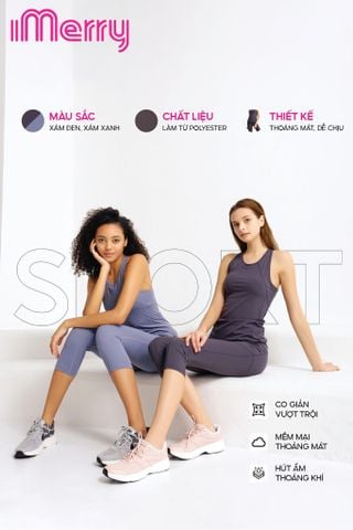 Set quần + áo 3 lỗ tập gym iMerry chất liệu poly mát, thoải khí, êm BR1220