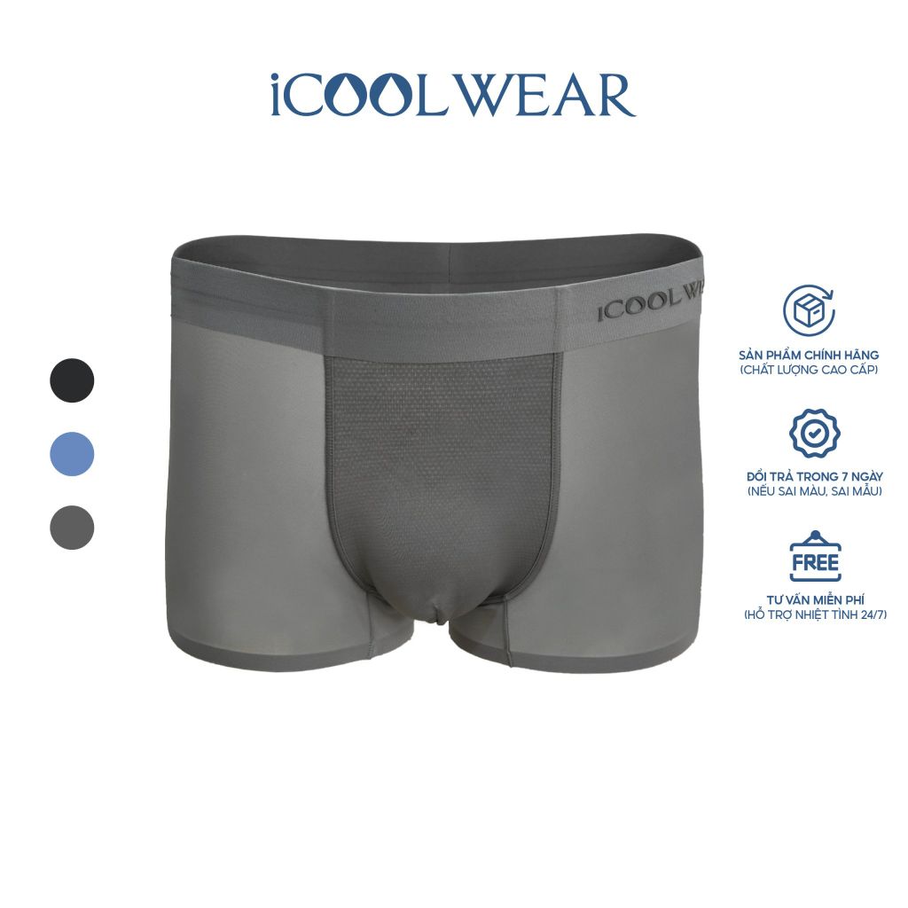 Combo 3 quần sịp nam BOXER ICOOLWEAR thun lạnh cao cấp, co giãn 4 chiều, kháng khuẩn tốt - VN004
