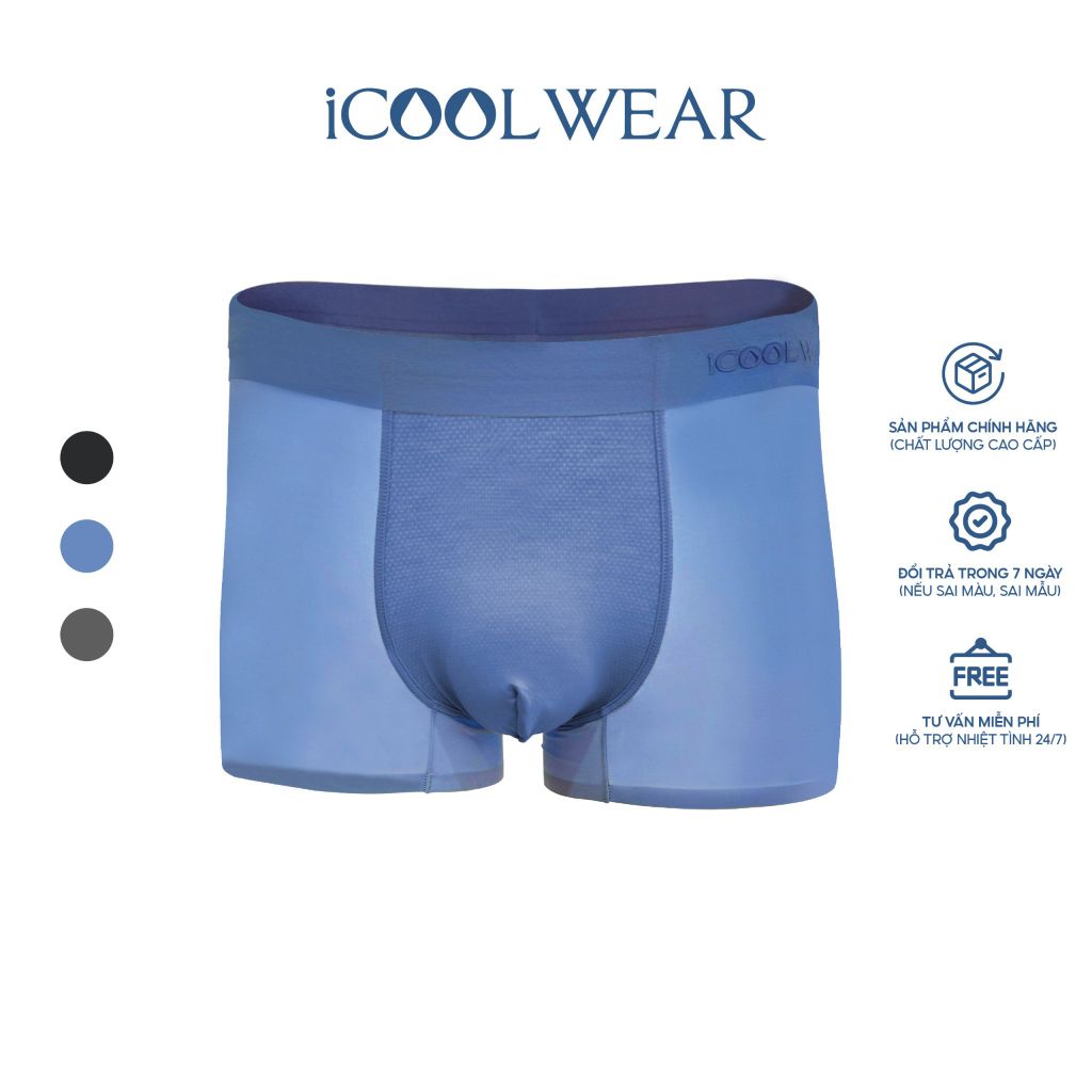 Combo 3 quần sịp nam BOXER ICOOLWEAR thun lạnh cao cấp, co giãn 4 chiều, kháng khuẩn tốt - VN004