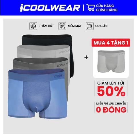Combo 4 Quần lót boxer nam thun lạnh cao cấp quần sịp nam thun lạnh thoáng khí, kháng khuẩn tốt - ICOOLWEAR - VN004