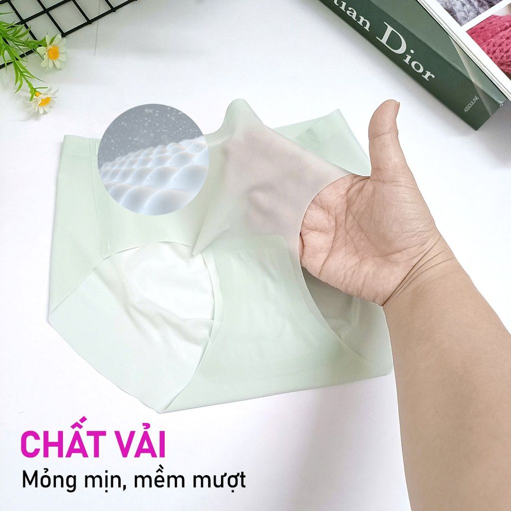 Quần lót su lụa băng nữ iMERRY không đường may cạp cao mỏng nhẹ, mềm mại thoáng mát VQ008A