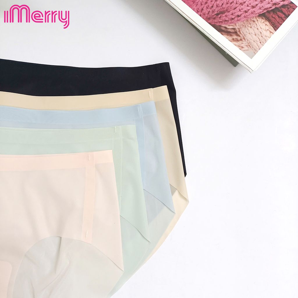 Quần lót su lụa băng nữ iMERRY không đường may cạp cao mỏng nhẹ, mềm mại thoáng mát VQ008A