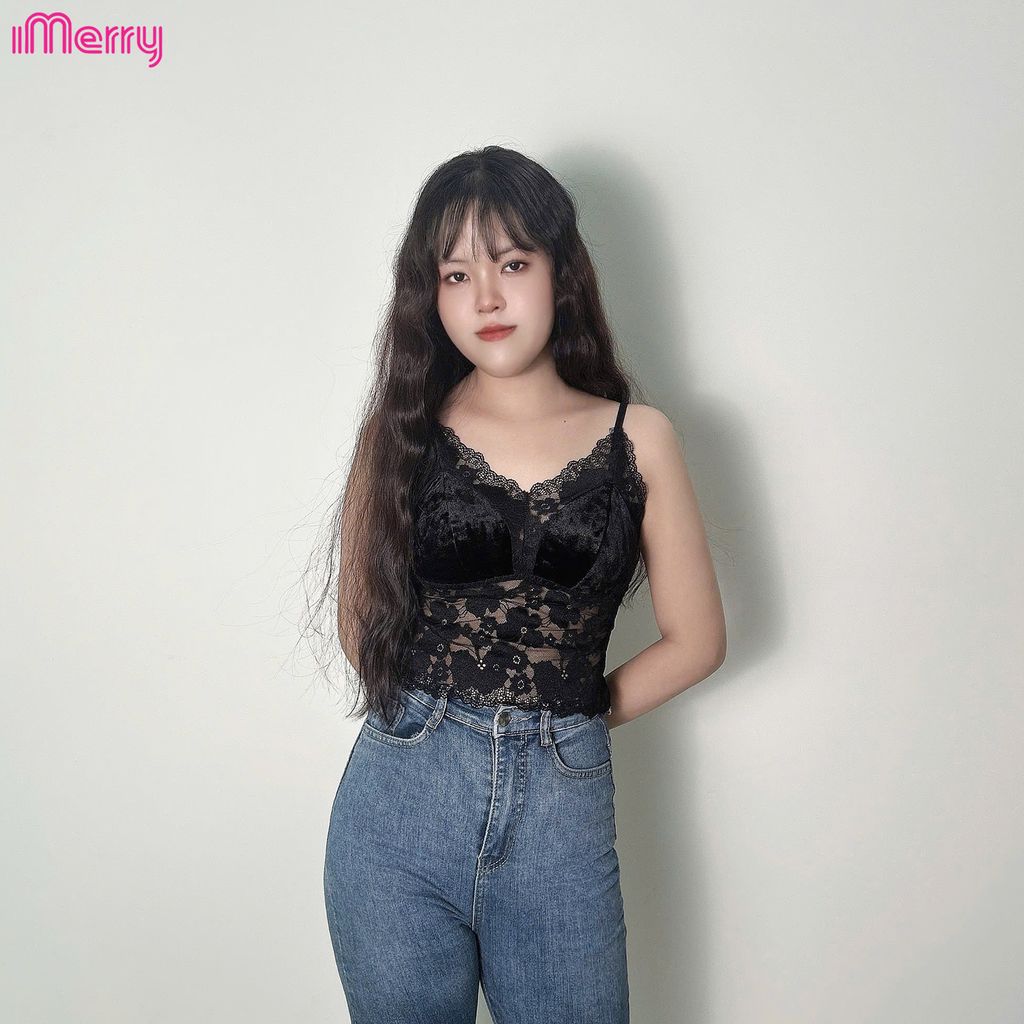 Áo lót bralette nhung ren iMerry với hai form dáng ngắn và dáng dài,chất liệu cao cấp,đa dạng phong cách