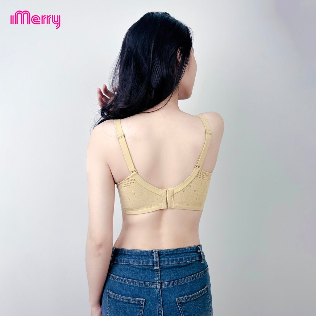 Áo lót nữ modal iMerry cao cấp, form cúp cao,không gọng,đai lưng 2 lớp,họa tiết lưới tinh tế VA019