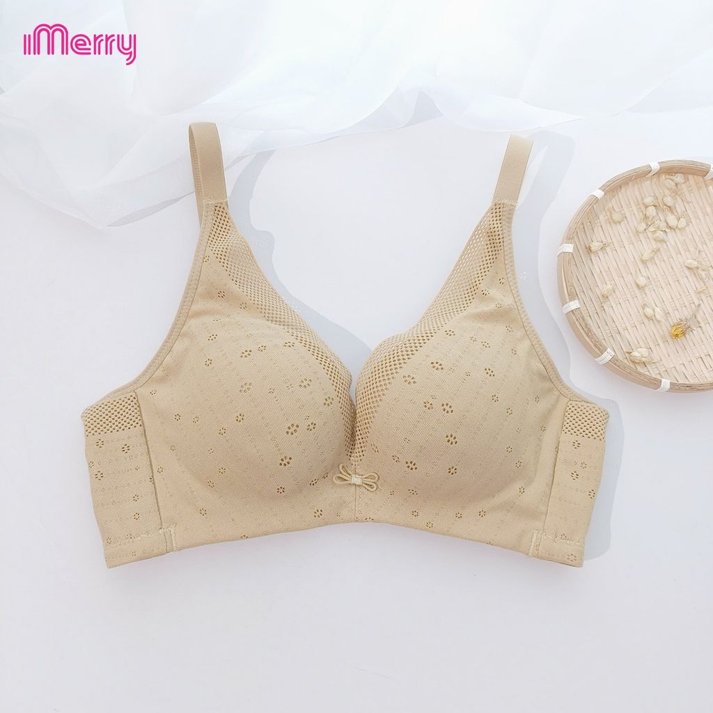 Áo lót nữ modal iMerry cao cấp, form cúp cao,không gọng,đai lưng 2 lớp,họa tiết lưới tinh tế VA019