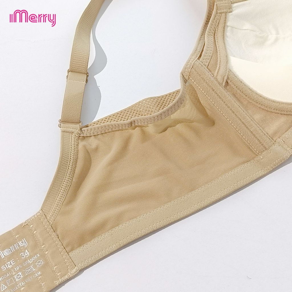 Áo lót nữ modal iMerry cao cấp, form cúp cao,không gọng,đai lưng 2 lớp,họa tiết lưới tinh tế VA019