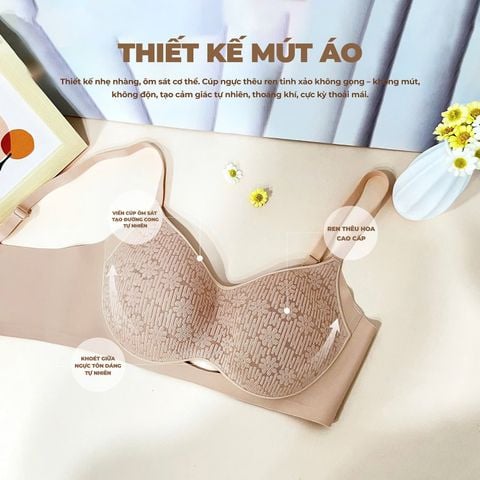 Áo lót nữ su cao cấp iMerry,không gọng,không mút,form cúp C và D,nhẹ nhàng, ren thêu tinh xảo VA017