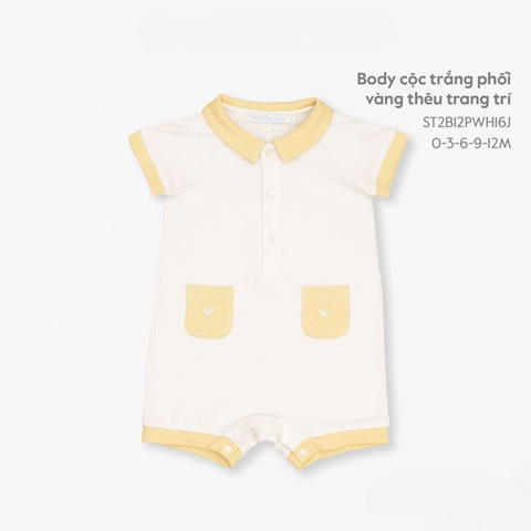 Nous-Body cộc trắng phối vàng thêu trang trí 0M 