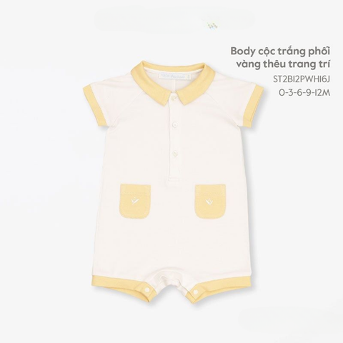  Nous-Body cộc trắng phối vàng thêu trang trí 3M 
