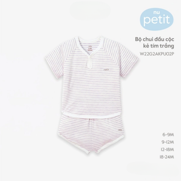  Bộ chui đầu cộc kẻ màu tím trắng 6M 