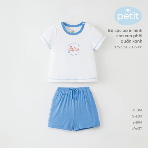  Nous - Bộ cộc áo in hình con cua phối quần xanh 18M 