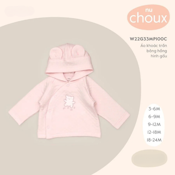  Áo khoác trần bông hồng hình gấu 18M 