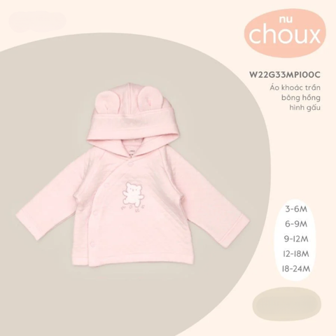  Áo khoác trần bông hồng hình gấu 18M 