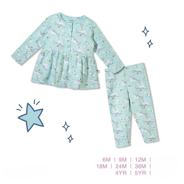  Chaang - Bộ dài babydoll Pony xanh 36M 