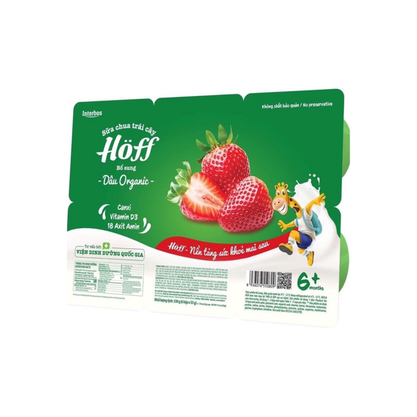  Sữa chua trái cây Hoff Organic vị dâu 6M+ (55g x 6 hộp) 