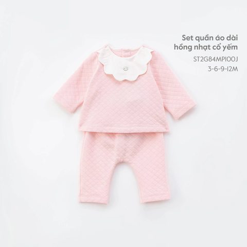  Nous - Set quần áo dài hồng nhạt cổ yếm 3M 