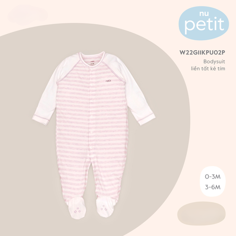  Nous - Bodysuit liền tất kẻ tím 0M 