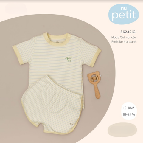  Nous - Cài vai cộc Petit kẻ hai xanh 12M 
