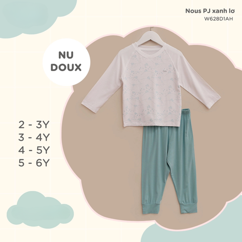  Nous - Bộ kids trắng xanh lơ 4Y 