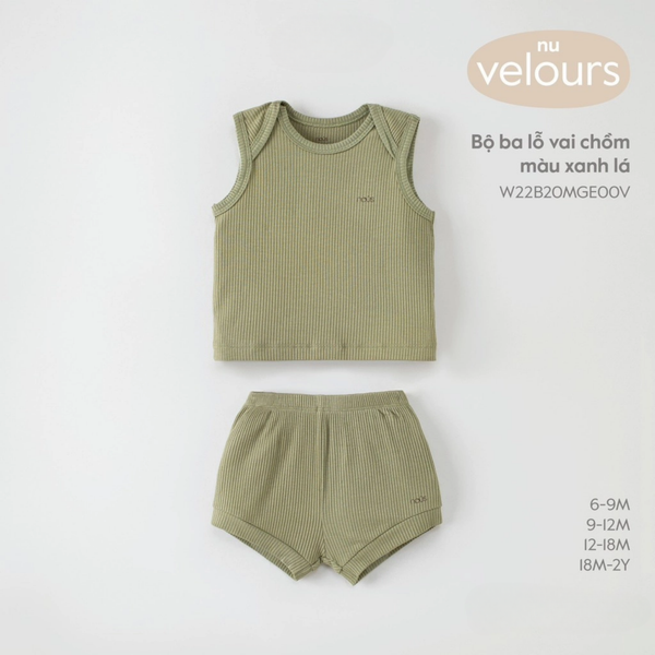  Nous - Bộ ba lỗ vai chồm màu xanh lá 6M 