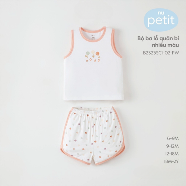  Nous - Bộ ba lỗ quần bi nhiều màu 18M 