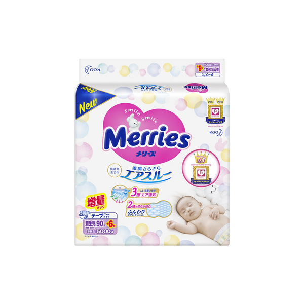  Bỉm Merries dán NB90+6 