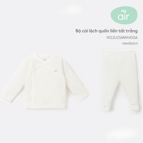  Nous - Bộ cài lệch quần liền tất trắng NB 