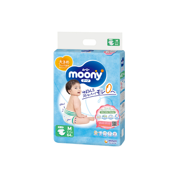  bỉm Moony xanh tiêu chuẩn M dán 