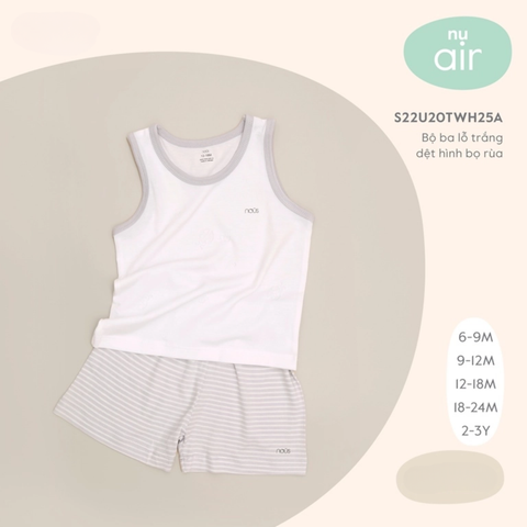  Nous - Bộ ba lỗ trắng dệt hình bọ rùa 2Y 