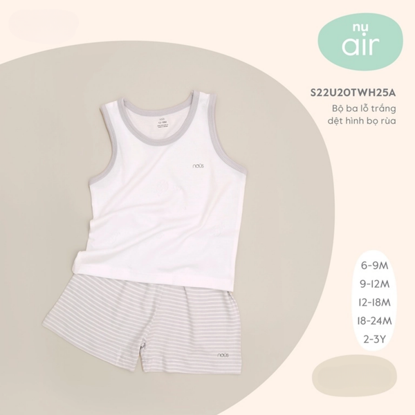  Nous - Bộ ba lỗ trắng dệt hình bọ rùa 18M 