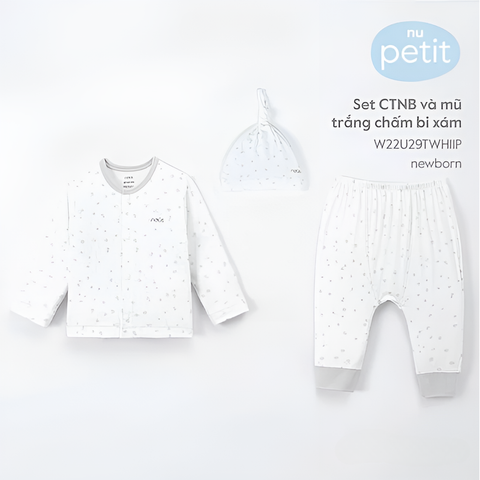  Set CTNB và mũ trắng chấm bi nhiều màu 